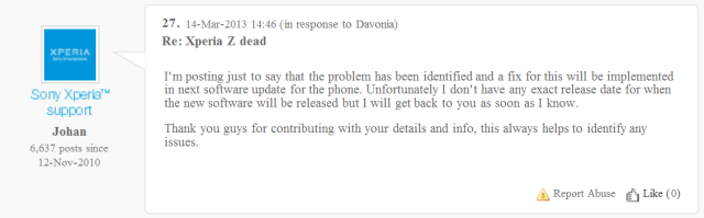 Sony says a fix is coming for the Sony Xperia Z - Some Sony Xperia Z models are turning into water resistant paperweights; Sony to offer a fix