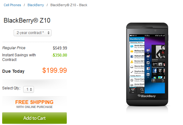 AT&amp;T is now offering the BlackBerry Z10 - BlackBerry Z10 now available in the U.S. from AT&T