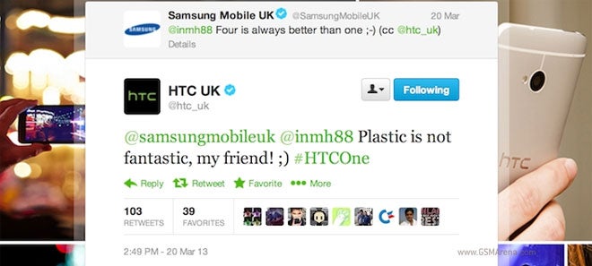 HTC and Samsung UK branches duke it out on Twitter: 'plastic is not fantastic, my friend'
