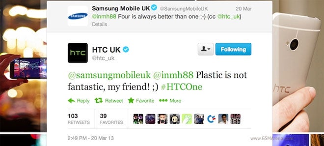 HTC and Samsung UK branches duke it out on Twitter: &#039;plastic is not fantastic, my friend&#039;