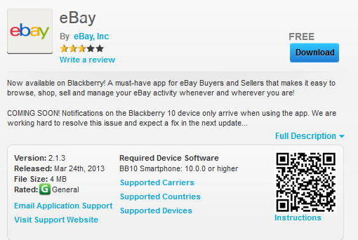 BlackBerry 10 has an eBay app - Bidding for another popular app, BlackBerry 10 gets eBay