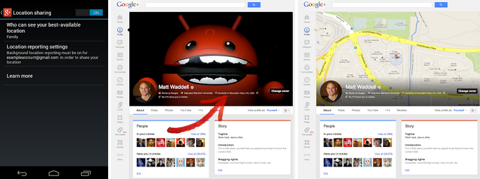 The Android update allows your current location to be seen on your profile - Google+ updated for iOS and Android with new features for both platforms