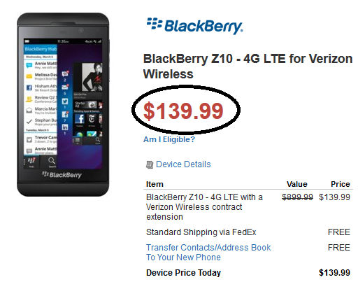 Walmart is selling the BlackBerry Z10 for a 30% discount - Buy the BlackBerry Z10 for just $139 on contract from Walmart; phone tops Amazon&#039;s new releases list