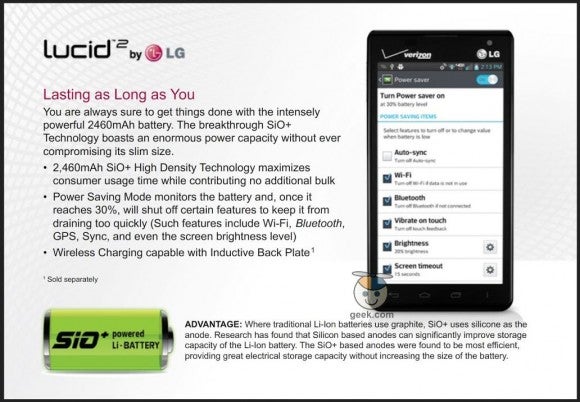 The LG Lucid 2 and information about its 2460mAh battery - LG Lucid 2 rumored to launch April 4th via Verizon