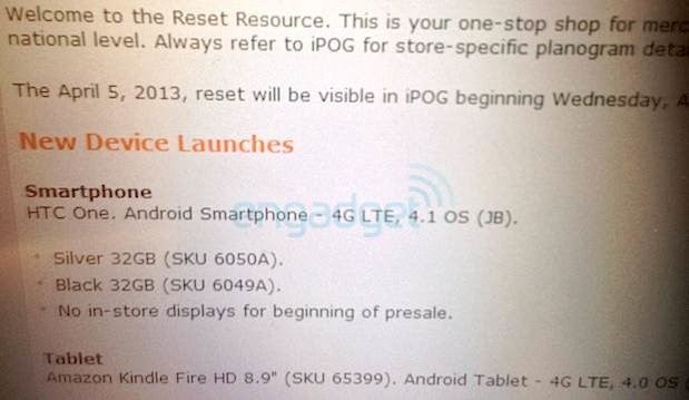 This leaked document says that AT&amp;amp;T will take pre-orders for the HTC One starting Friday - AT&amp;T pre-orders for HTC One to begin April 5th for $249.99