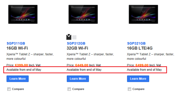 The Sony Xperia Tablet Z launches next month in the U.K. - Late May launch for the Sony Xperia Tablet Z in the U.K.