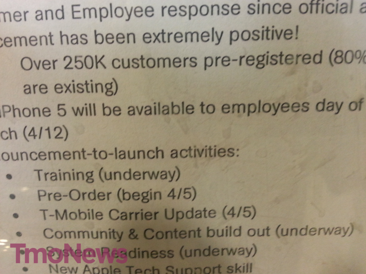 250,000 T-Mobile customers have pre-registered for the Apple iPhone 5 - Leaked memo shows 250K have pre-registered for T-Mobile's Apple iPhone 5