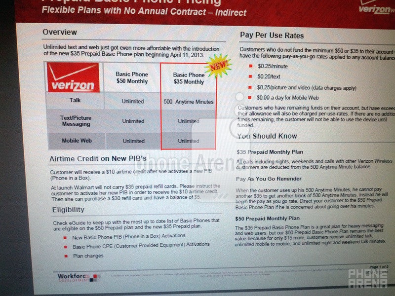 New $35 Prepaid Basic Phone plan coming from Verizon - $35 Prepaid Basic Phone plan for Verizon to launch on April 11
