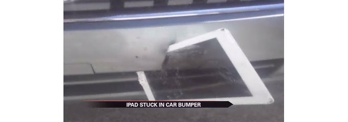 iPad survives after being accidentally embedded in car bumper