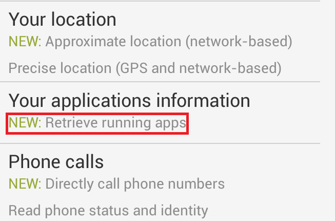 Some of the new permissions for the updated Facebook app on Android - Updated Facebook app for Android might be checking up on you