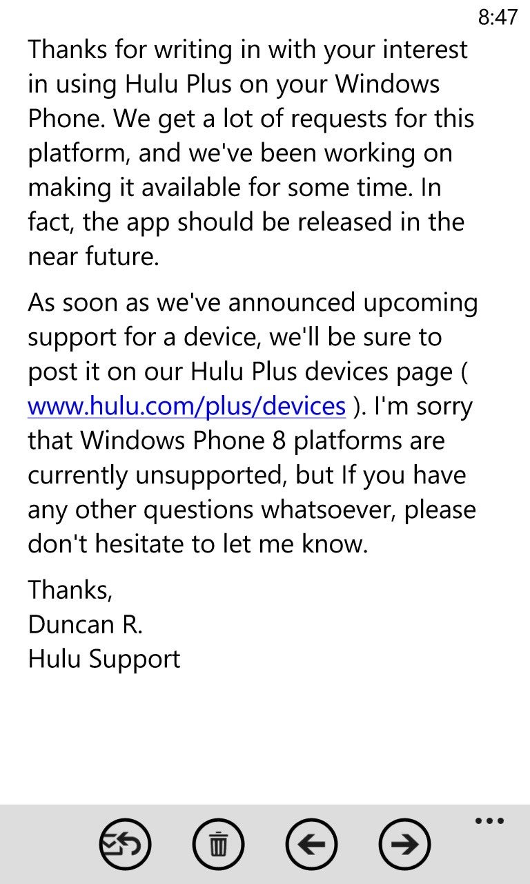 Hulu Plus on the way to Windows Phone 8