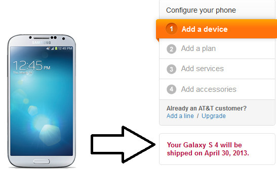 The Samsung Galaxy S4 launches April 30th on AT&amp;amp;T  - AT&amp;T to launch Samsung Galaxy S4 on April 30th