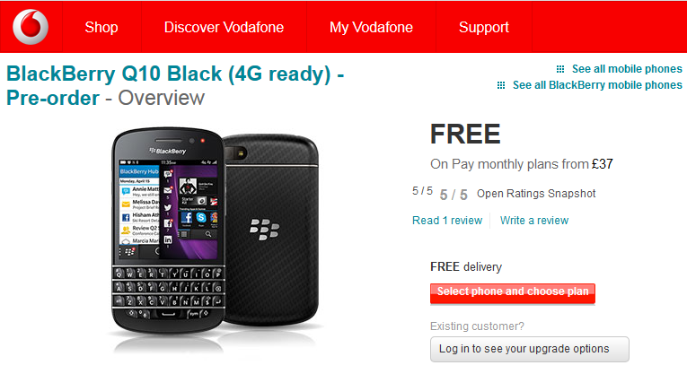 Vodafone is expected to ship the BlackBerry Q10 on April 26th - BlackBerry Q10 launching via Vodafone on April 26th