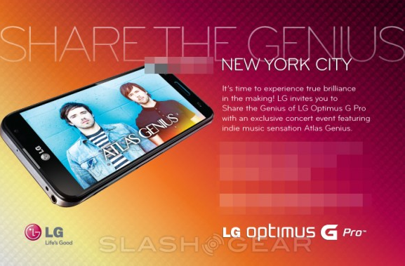 The invitation to the LG Optimus G Pro event May 1st in New York City - LG Optimus G Pro to get U.S. introduction at New York event on May 1st