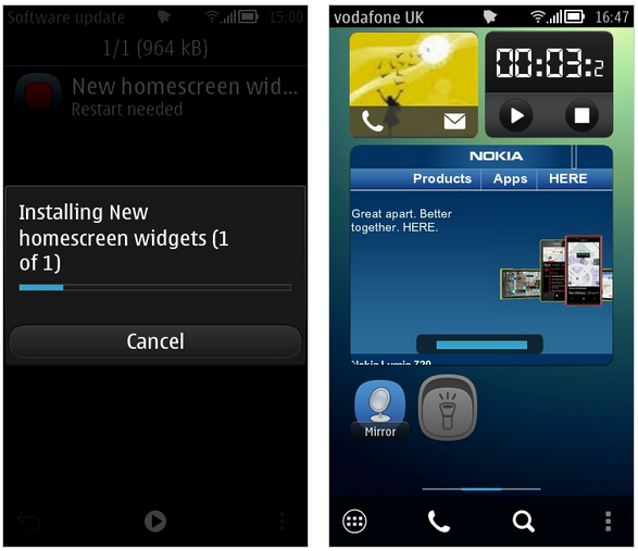 Nokia is pushing out updates for certain Symbian Belle models - Update brings new homescreen widgets to Nokia 808 PureView and other Symbian Belle models
