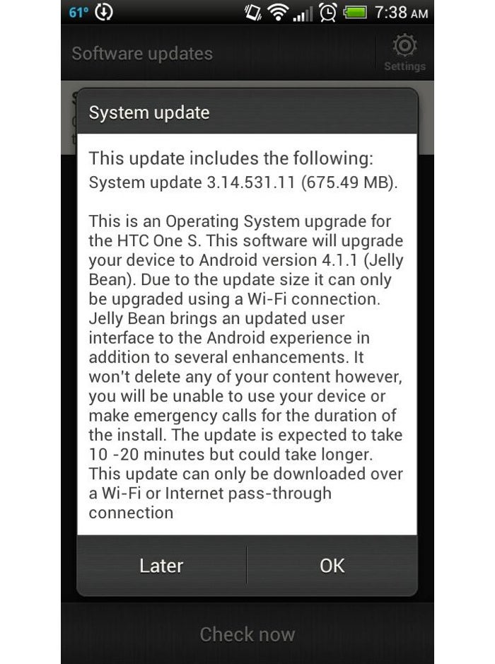 Android 4.1.1 is coming to T-Mobile HTC One S - T-Mobile HTC One S now being updated to Jelly Bean