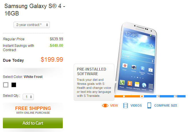 AT&amp;amp;T has the Samsung Galaxy S4 at its stores or online - The Samsung Galaxy S4 is now available via AT&amp;T