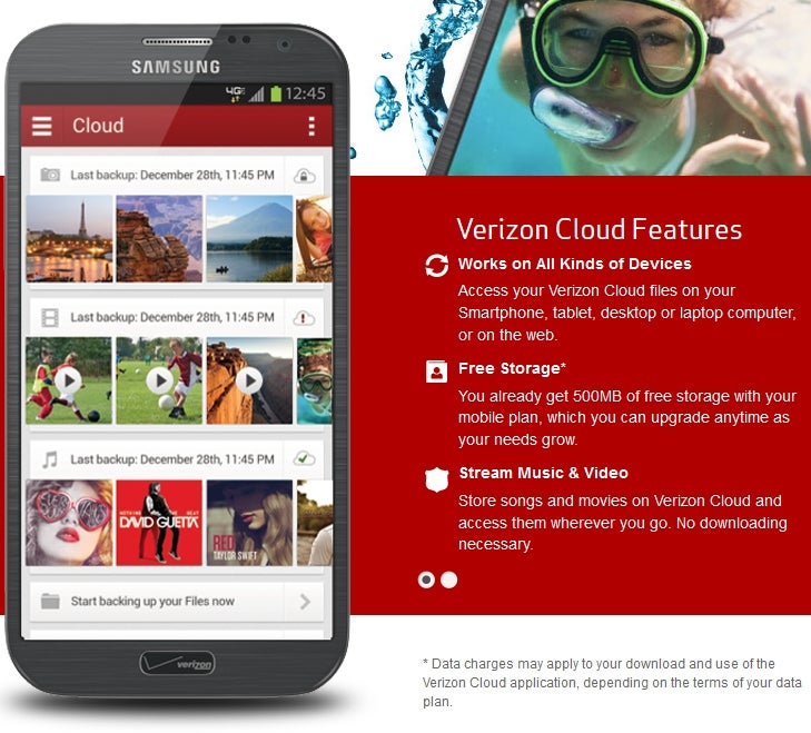 Verizon Cloud offers up to 125GB of storage, first 500MB free