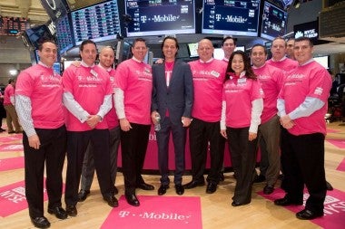 T-Mobile CEO John Legere andcrew on the NYSE floor - MetroPCS customers to get T-Mobile devices; T-Mobile now trades on the NYSE