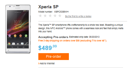 Pre-order the Sony Xperia SP from the U.S. Sony Store - Sony Xperia SP available for U.S. pre-order