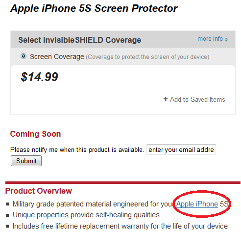 Invisible Shield is already taking registrations for its Apple iPhone 5S screen protectors - Invisible Shield screen protector for Apple iPhone 5S available for registration