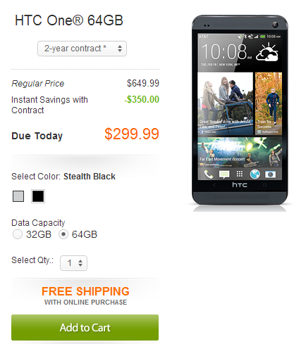 AT&amp;amp;T now has the Stealth Black version of the HTC One in both 32GB and 64GB models - HTC One in Stealth Black now available online at AT&amp;T in both 32GB and 64GB variants