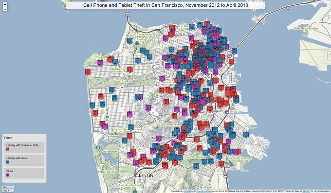 Smartphone thefts in San Francisco mapped out