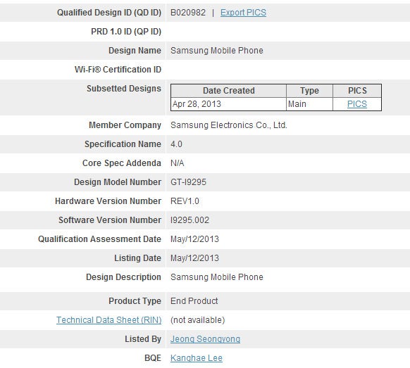 Samsung Galaxy S4 Active receives Bluetooth certification