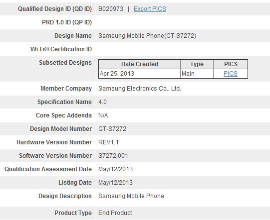 Samsung Galaxy Ace III clears Bluetooth SIG certification