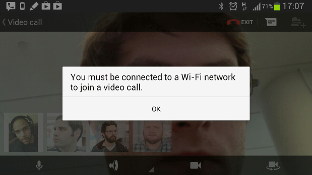 Users on AT&T unable to use Google+ Hangouts video chat over cellular