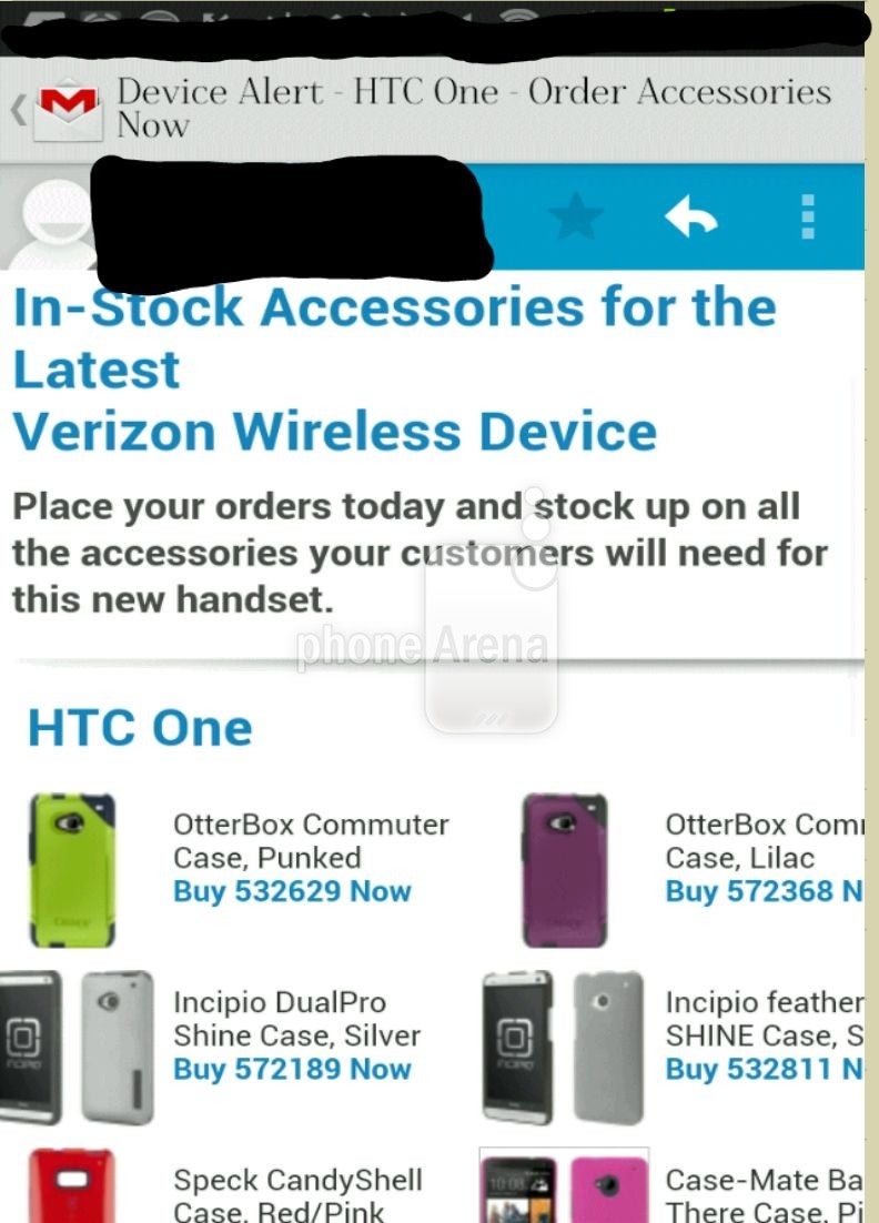 Accessories offered for a Verizon version of the HTC One - HTC One coming to Verizon?