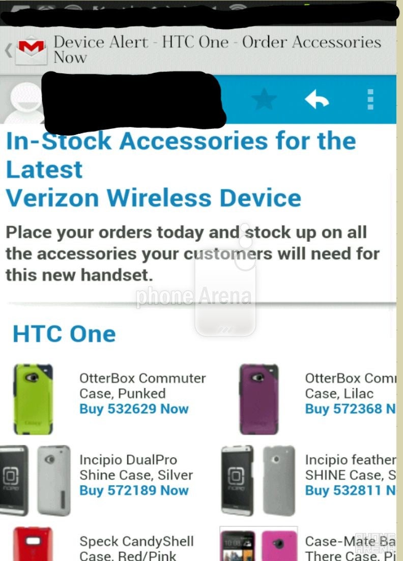 Accessories offered for a Verizon version of the HTC One - HTC One coming to Verizon?