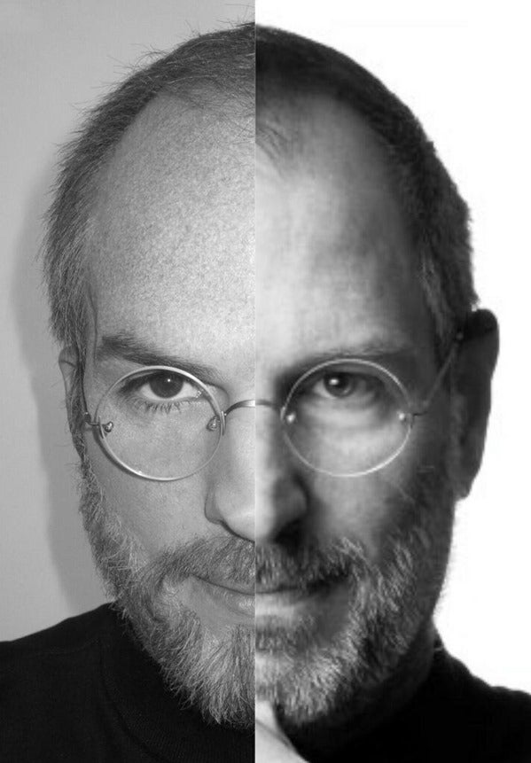Which side is Steve Jobs and which side is Ashton Kutcher? - What's on Ashton Kutcher's phone?