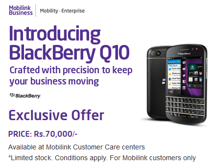 The BlackBerry Q10 is now available in Pakistan from Mobilink - BlackBerry Q10 launches in Pakistan