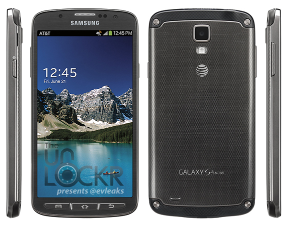 The rugged Samsung Galaxy S4 wearing the AT&amp;T brand - Samsung Galaxy S4 Active seen wearing AT&T colors