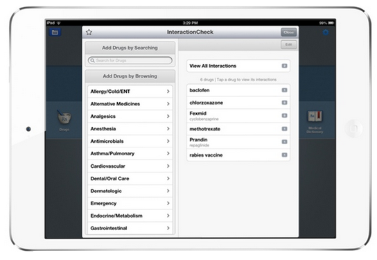 A mock up of how the Epocrates app would look on an Apple iPad mini - Doctors in new survey choose the Apple iPhone and the Apple iPad to save and access patient files