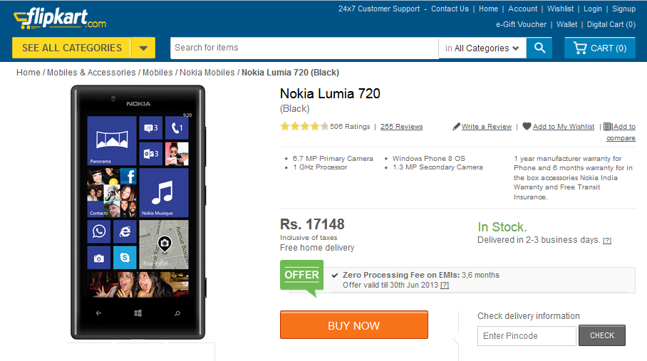 The Nokia Lumia 720 has had a 10% price cut in India - $303 will buy you the Nokia Lumia 720 in India after 10% price cut