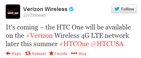 The HTC One is coming to Verizon - It's official! HTC One is coming to Verizon