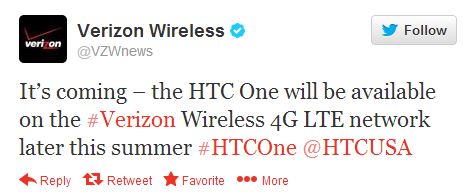 The HTC One is coming to Verizon - It&#039;s official! HTC One is coming to Verizon