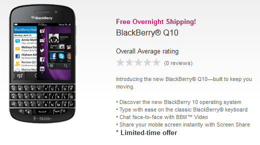 The BlackBerry Q10 is now available from T-Mobile - Buy the BlackBerry Q10 from T-Mobile today, online from Verizon tomorrow