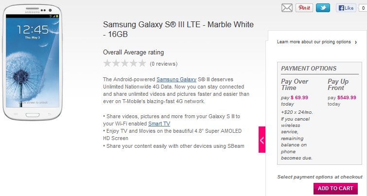 The Samsung Galaxy S III LTE is now available from T-Mobile - T-Mobile finally gets an LTE version of the Samsung Galaxy S III
