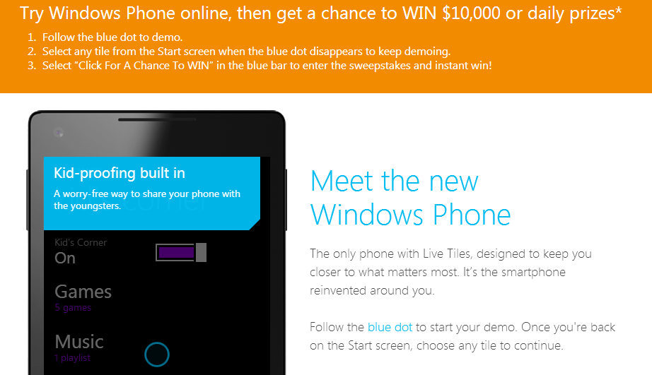 Demo Windows Phone online and you might win $10,000 - Win $10,000 by demoing Windows Phone online