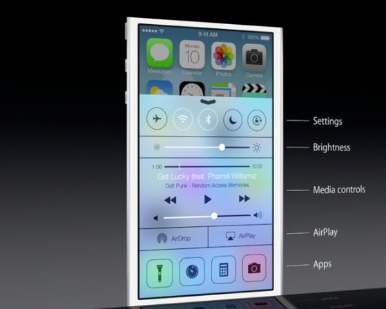 iOS 7 Control Center brings quick actions to your fingertip