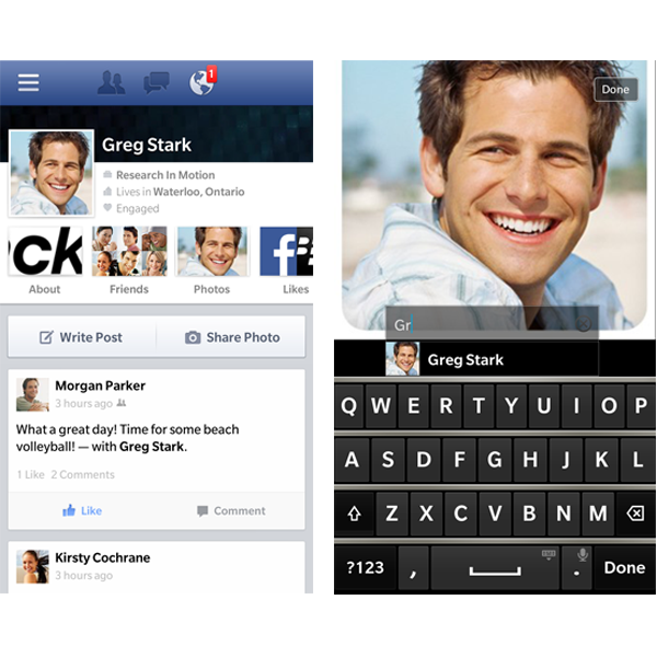 Screenshots from the updated Facebook for BlackBerry 10 - BlackBerry 10 users get updated Facebook app