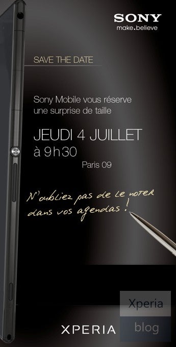 The sideways image of the Sony Xperia Z Ultra - 6.44 inch Sony Xperia Z Ultra shows up on invitation