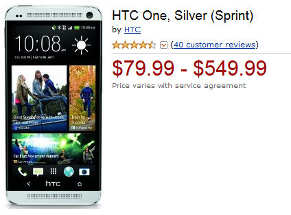 Friday only, you can buy the HTC One from Amazon for as low as $79.99 - Amazon to sell HTC One for $79.99 on Friday only to new AT&T, Sprint subscribers