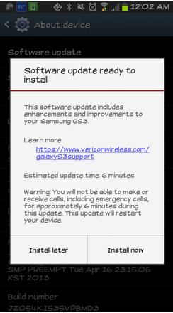 An OTA update is rolling out to Verizon owners of the Samsung Galaxy S III - Verizon&#039;s Samsung Galaxy S III gets OTA update to kill bugs left by previous one