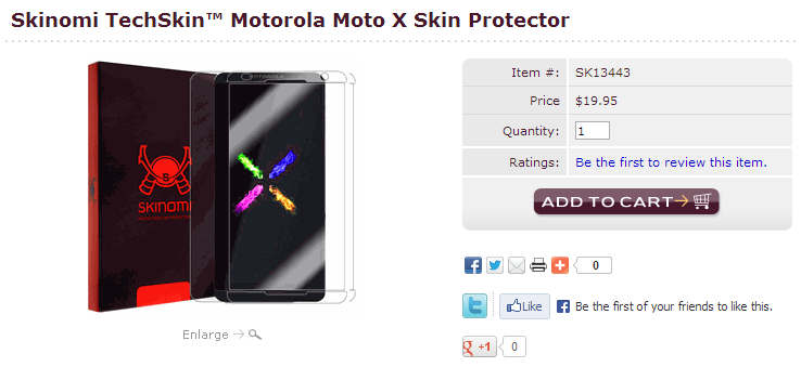 Skinomi is listing skin protectors for the Motorola Moto X - Manufacturer selling accessories for the Moto X