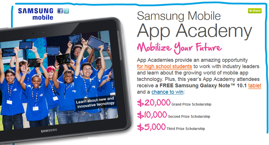 Samsung is looking for students with great ideas for mobile apps - Samsung takes to the road to find students with great ideas for an app
