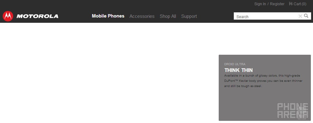 Motorola DROID Ultra seen on Motorola&#039;s web page - Motorola Droid Ultra smartphone listed online, Kevlar body confirmed